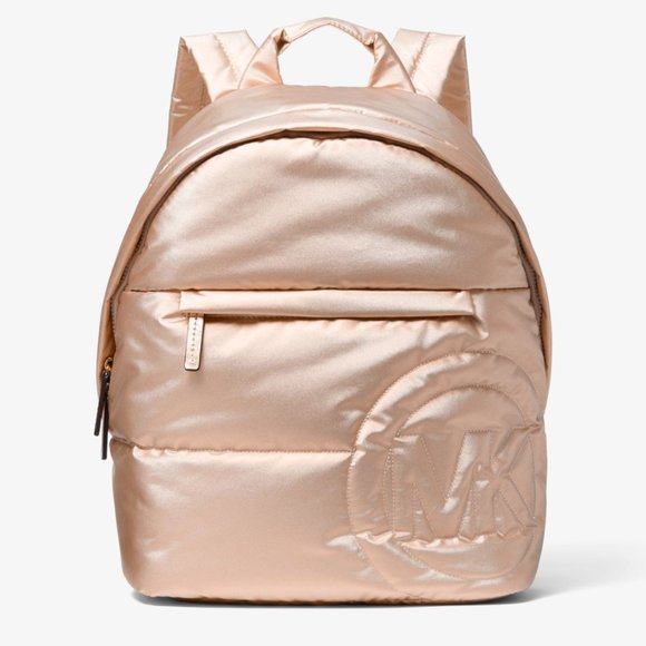 MICHAEL KORS Rae Medium Quilted Rose Gold Metallic Cotton Blend Backpack SEALED - Picture 1 of 8